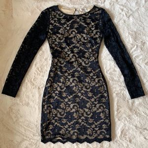 Emerald sundae black and nude open back dress